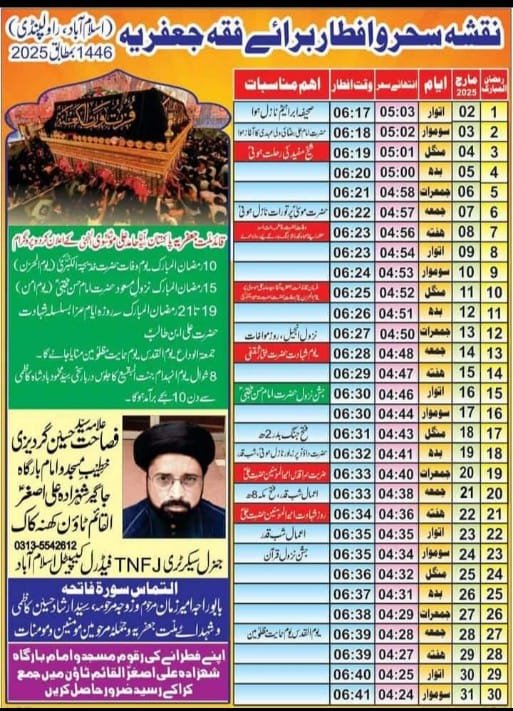 Fiqh Jafri a Roza Iftar Time Today 